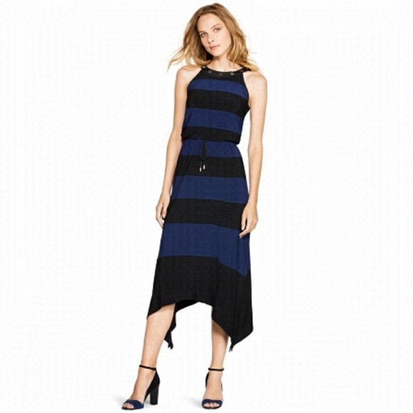 WHITE HOUSE BLACK MARKET | Black And Blue Colour Block Maxi Dress - Picture 1 of 8